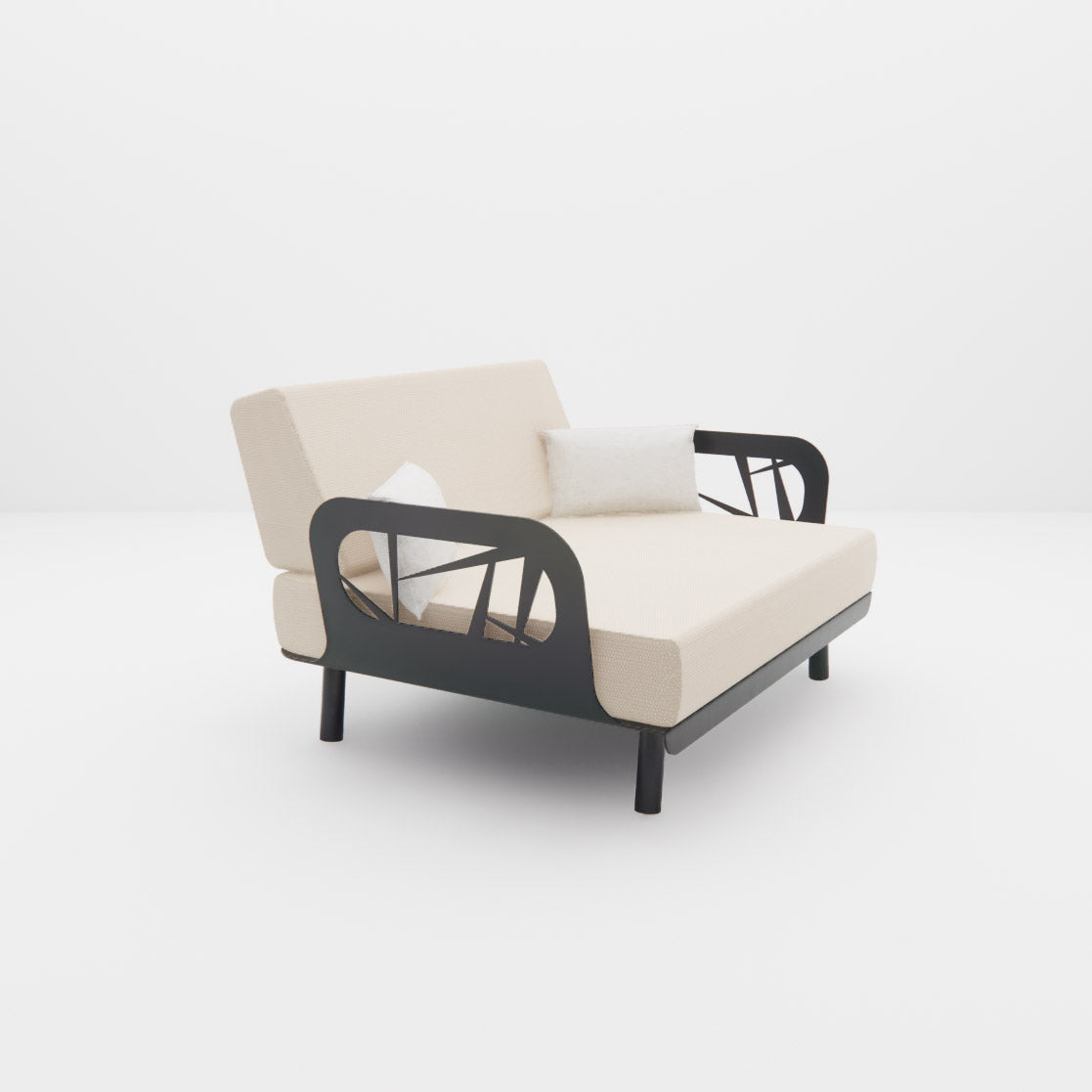 Fauteuil Lounge "Signature" XL – L'Écrin Aluminium & Tissu Lopi Mousses Étoiles
