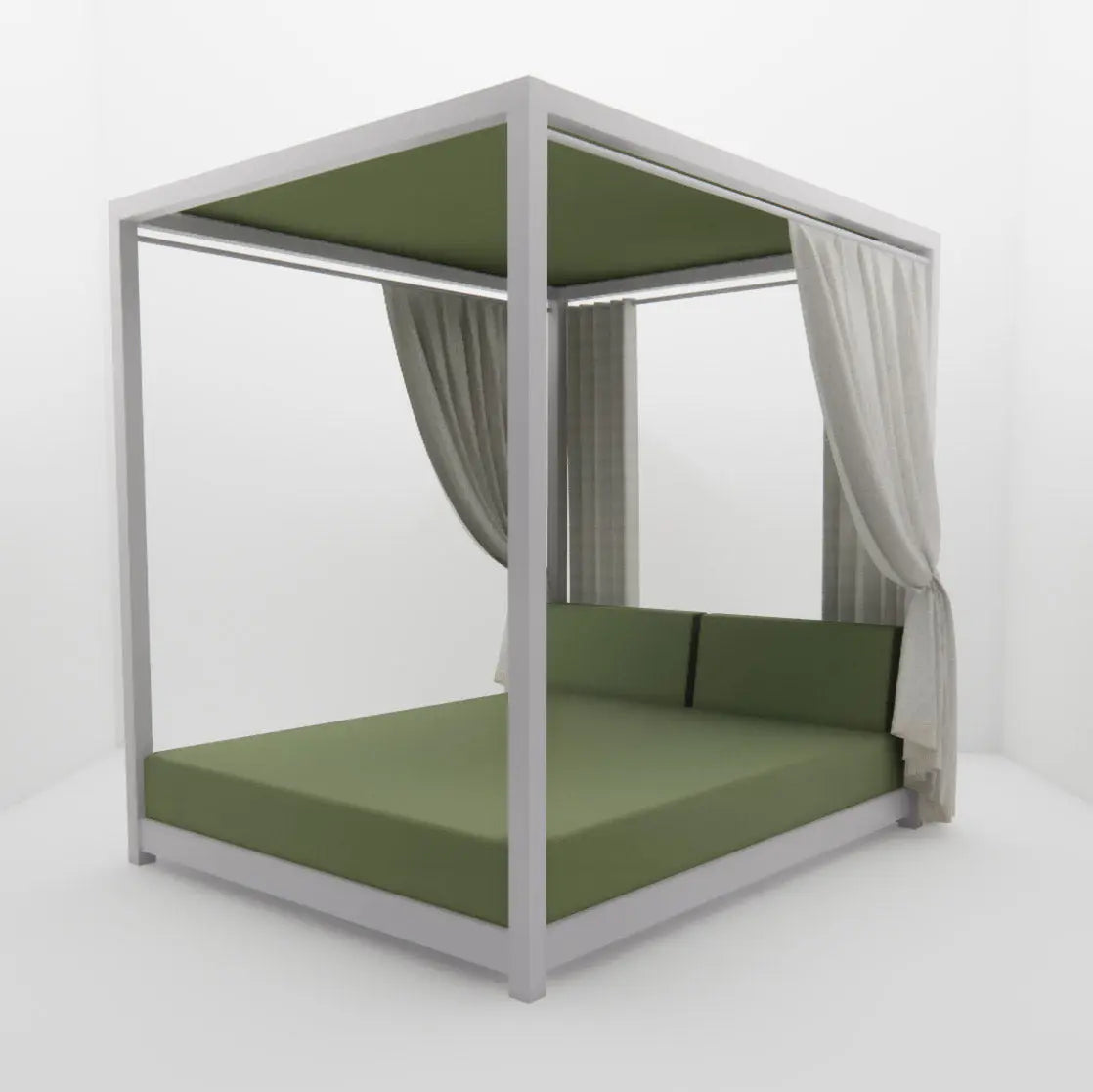 Lit de Piscine à Baldaquin & Daybed "Bali" – Luxe & Sur-Mesure Mousses Étoiles