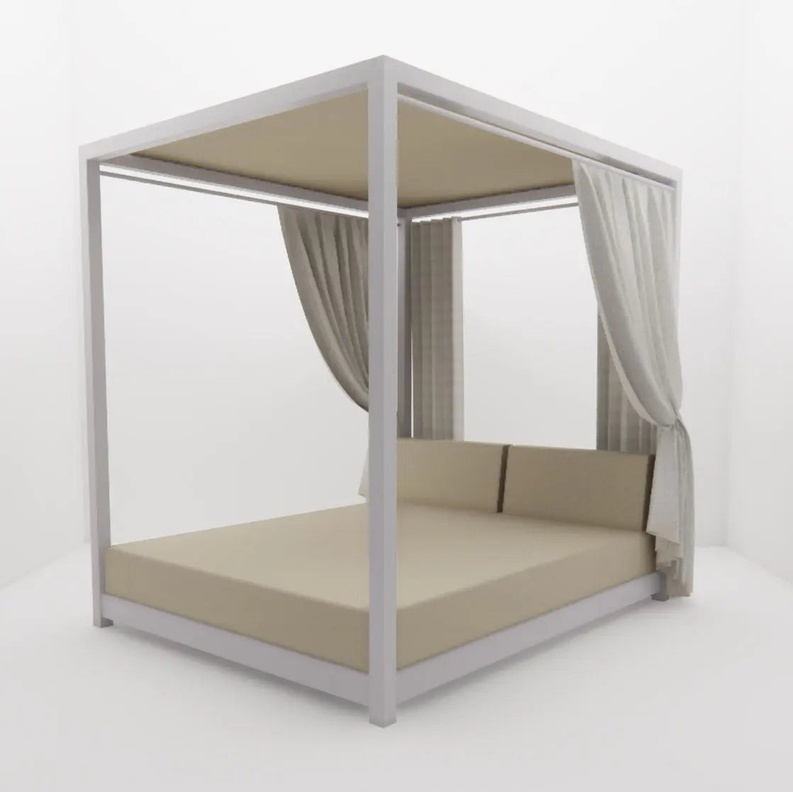 Lit de Piscine à Baldaquin & Daybed "Bali" – Luxe & Sur-Mesure Mousses Étoiles