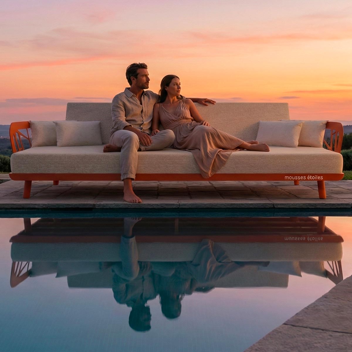 Banquette Lounge "Signature" 3 Places – L'Architecture du Confort Extérieur Mousses Étoiles