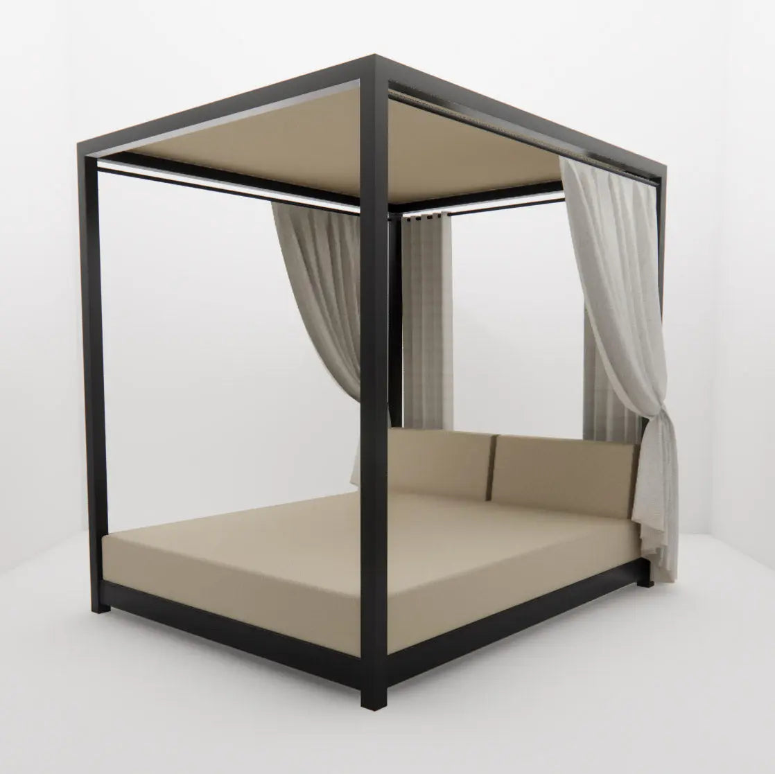 Lit de Piscine à Baldaquin & Daybed "Bali" – Luxe & Sur-Mesure Mousses Étoiles